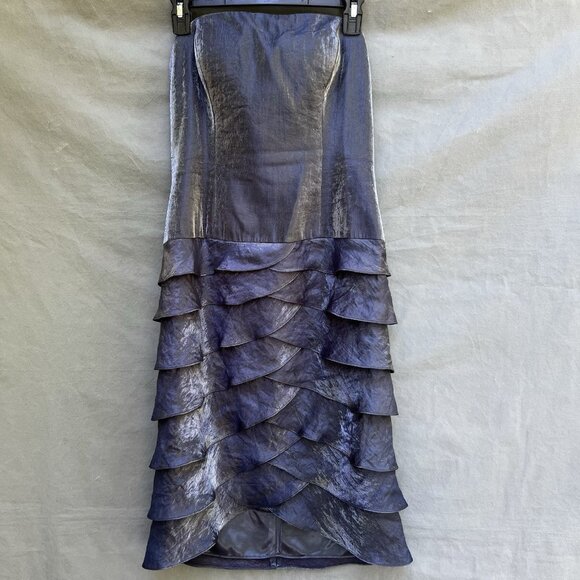 Adrianna Papell Dresses & Skirts - Adrianna Papell Occasions Iridescent-Gray Blue Hammered-Satin Strapless Dress 8